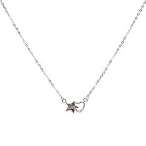 Love Star Pendant‎ Necklace Sliver Tone For Women